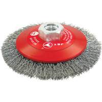 Brosse conique biseaut&eacute;e &agrave; fils sertis, haute performance, Dia. 4-1/2", Fils 0,014", Arbre 5/8"-11, Acier Dufferin Supply