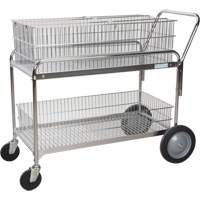 Wire Mesh Office Mail Cart, 250 lbs. Capacity, Chrome, 23" D x 42" L x 38" H, Chrome Plated Dufferin Supply