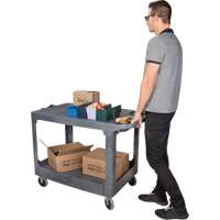 Chariot utilitaire pour l'entretien avec tablette plate, 2 tiers, 25-1/4" x 32-1/4" x 44", Capacit&eacute; 550 lb Dufferin Supply