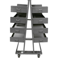 Double-Sided Heavy Duty A-Frame Cart with 8 Large Lipped Trays, 38" x 30" x 63", 2500 lbs. Capacity Dufferin Supply