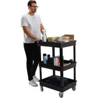 Chariot utilitaire avec tablette &agrave; bordure profonde, 3 tiers, 19" x 39-1/2" x 28-1/4", Capacit&eacute; 330 lb Dufferin Supply