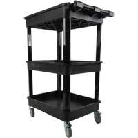 Chariot utilitaire avec tablette &agrave; bordure profonde, 3 tiers, 19" x 39-1/2" x 28-1/4", Capacit&eacute; 330 lb Dufferin Supply