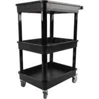 Chariot utilitaire avec tablette &agrave; bordure profonde, 3 tiers, 19" x 39-1/2" x 28-1/4", Capacit&eacute; 330 lb Dufferin Supply