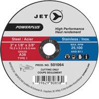 POWERPLUS Cut-Off Wheel, 3" x 1/8", 3/8" Arbor, Type 1, 25100 RPM Dufferin Supply