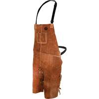 Leather Welding Apron, Split-Leg Bib, 36" L, Brown Dufferin Supply