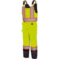 5041BB Waterproof Quilted Bib Pants, Polyester, Large, High Visibility Lime-Yellow Dufferin Supply