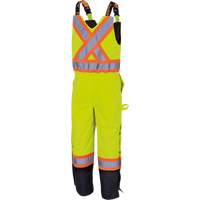 5041BB Waterproof Quilted Bib Pants, Polyester, Large, High Visibility Lime-Yellow Dufferin Supply
