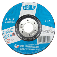 Meule 2-en-1 de premi&egrave;re qualit&eacute;, 5" x 9/32", Arbre 7/8", Type 27 Dufferin Supply