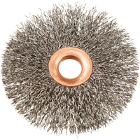 Brosses rotatives &agrave; fils cr&ecirc;p&eacute;s avec moyeu en cuivre 3", 3" dia., Fils 0,012", Arbre 1/2" Dufferin Supply