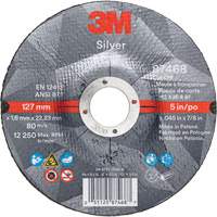 Silver Cut-Off Wheel, 5" x 0.045", 7/8" Arbor, Type 27, Ceramic, 12250 RPM Dufferin Supply