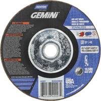 Meule &agrave; tronçonner pour coupe &agrave; angle droit INOX/SS Gemini, 4-1/2" x 3/32", Arbre de 5/8"-11, Type 27/42, Oxyde d'aluminium, 13580 Tr/min Dufferin Supply