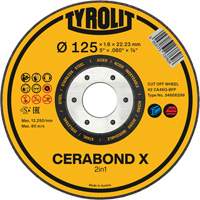 Meule &agrave; tronçonner pour acier et acier inoxydable CERABOND X, 4-1/2" x 0,45", Arbre de 7/8", Type 1, C&eacute;ramique, 12250 Tr/min Dufferin Supply