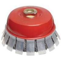 Knotted Wire Cup Brush with Protective Guard, 2-3/4" Dia. x 5/8"-11 Arbor Dufferin Supply