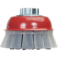 Knotted Wire Cup Brush with Protective Guard, 5" Dia. x 5/8"-11 Arbor Dufferin Supply