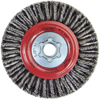 Brosse &agrave; fils nou&eacute;s pour cordons de soudure pour meuleuse angulaire, Dia. 4", Fils 0,02", Arbre 5/8"-11, Acier Dufferin Supply