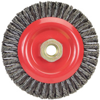 Brosse &agrave; fils nou&eacute;s pour cordons de soudure pour meuleuse angulaire, Dia. 5", Fils 0,02", Arbre 5/8"-11, Acier Dufferin Supply