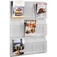 Literature Displays, Wall Mount, 9 Slots, Plastic, 30" W x 2" D x 36-7/8" H Dufferin Supply