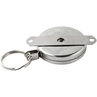 Self Retracting Key Chains, Chrome, 48" Cable, Mounting Bracket Attachment ON544 | Dufferin Supply