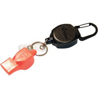 Self Retracting ID Badge and Key Reel with Whistle, Zinc Alloy Metal, 24" Cable, Carabiner Attachment OP294 | Dufferin Supply