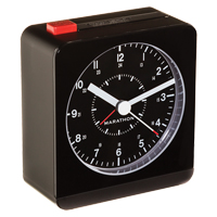 Desk Alarm Clock, Analog, Battery Operated, 3.5" W x 1.5" D x 3.75" H, Black Dufferin Supply