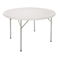 Folding Table, Round, 48" L x 48" W, Polyethylene, White Dufferin Supply