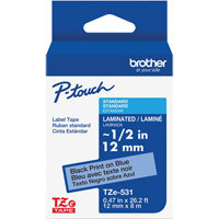 Ruban lamin&eacute; pour P-Touch, 12 mm x 8 m, Noir sur bleu Dufferin Supply