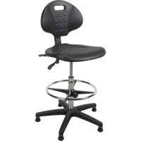 Heavy-Duty Ergonomic Stool, Stationary, Adjustable, 39” - 48”, Polyurethane Seat, Black Dufferin Supply