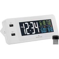 Hotel Collection Fast-Charging Dual USB Alarm Clock, Digital, Battery Operated, White OR489 | Dufferin Supply