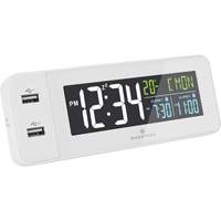 Hotel Collection Fast-Charging Dual USB Alarm Clock, Digital, Battery Operated, White OR489 | Dufferin Supply