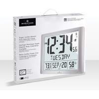 Super Jumbo Self-Setting Wall Clock, Digital, Battery Operated, Silver OR491 | Dufferin Supply