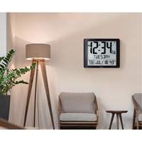 Super Jumbo Self-Setting Wall Clock, Digital, Battery Operated, Black OR492 | Dufferin Supply