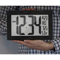 Self-Setting & Self-Adjusting Wall Clock with Stand, Digital, Battery Operated, Black OR493 | Dufferin Supply