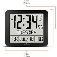 Slim Self-Setting Full Calendar Wall Clock, Digital, Battery Operated, Black OR495 | Dufferin Supply