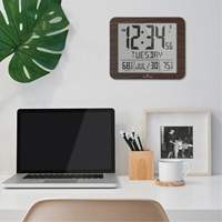 Slim Self-Setting Full Calendar Wall Clock, Digital, Battery Operated, Black OR496 | Dufferin Supply
