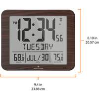 Slim Self-Setting Full Calendar Wall Clock, Digital, Battery Operated, Black OR496 | Dufferin Supply