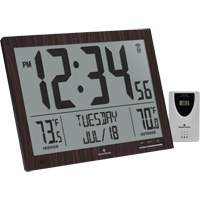 Self-Setting Full Calendar Clock with Extra Large Digits, Digital, Battery Operated, Brown OR498 | Dufferin Supply