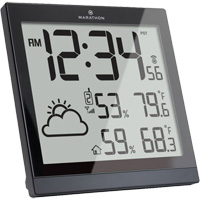 Self-Setting Weather Station and Clock, Digital, Battery Operated, Black OR504 | Dufferin Supply