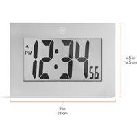 Large Frame Digital Wall Clock, Digital, Battery Operated, Silver OR505 | Dufferin Supply