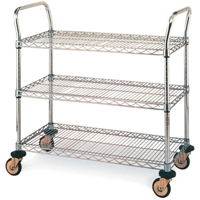 Chariots utilitaires standards, Acier inoxydable, 18" x 39" x 30", Capacit&eacute; 500 lb Dufferin Supply