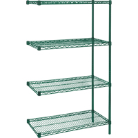 &eacute;tag&egrave;res robustes en treillis m&eacute;tallique au fini &eacute;poxy vert, Ensemble de Ajout, 4 Tablettes, 36" la x 63" h x 18" p Dufferin Supply
