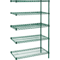 &eacute;tag&egrave;res robustes en treillis m&eacute;tallique au fini &eacute;poxy vert, Ensemble de Ajout, 5 Tablettes, 36" la x 74" h x 18" p Dufferin Supply