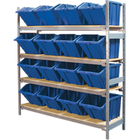 Wide Span Shelving with Jumbo Plastic Bins, Steel, Boltless, 800 lbs. Capacity, 66" W x 72" H x 18" D Dufferin Supply