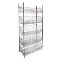 &eacute;tag&egrave;re &agrave; paniers-tablettes en treillis m&eacute;tallique, Tiers 5, 48" la x 74" h x 24" p Dufferin Supply