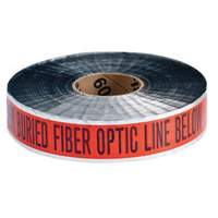 Ruban d'avertissement de danger souterrain Fiber Optic Line Identoline, 2" la x 1000' lo, Noir/orange Dufferin Supply