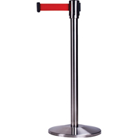 Free-Standing Crowd Control Barrier, Steel, 35" H, Red Tape, 7' Tape Length Dufferin Supply