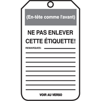Lockout Tags, Cardstock, 3-1/8" W x 5-7/8" H, French Dufferin Supply