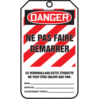 Lockout Tags, Cardstock, 3-1/8" W x 5-7/8" H, French Dufferin Supply