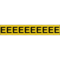 Individual Adhesive Letter Markers, E, 1" H, Black on Yellow Dufferin Supply