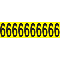 Individual Adhesive Number Markers, 6, 1-15/16" H, Black on Yellow Dufferin Supply