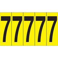 Rep&egrave;res adh&eacute;sifs &agrave; chiffres individuels, 7, 3-7/8" h, Noir sur jaune Dufferin Supply